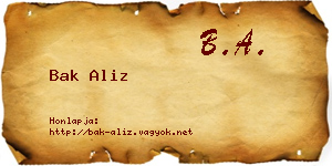 Bak Aliz névjegykártya